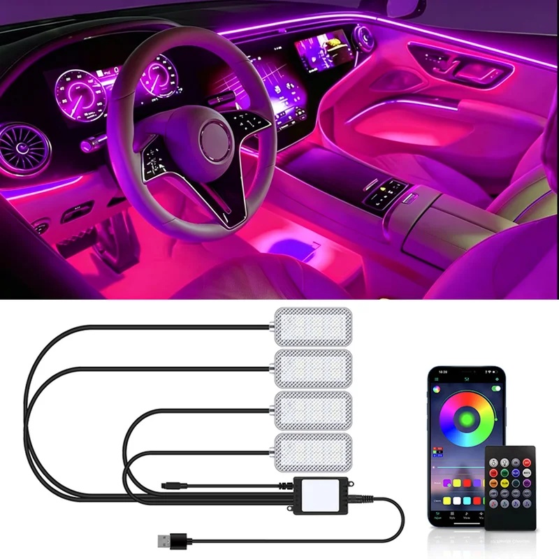 Led Ambient Interior Car Lights App Control - Неоновая светодиодная подсветка для салона автомобиля,